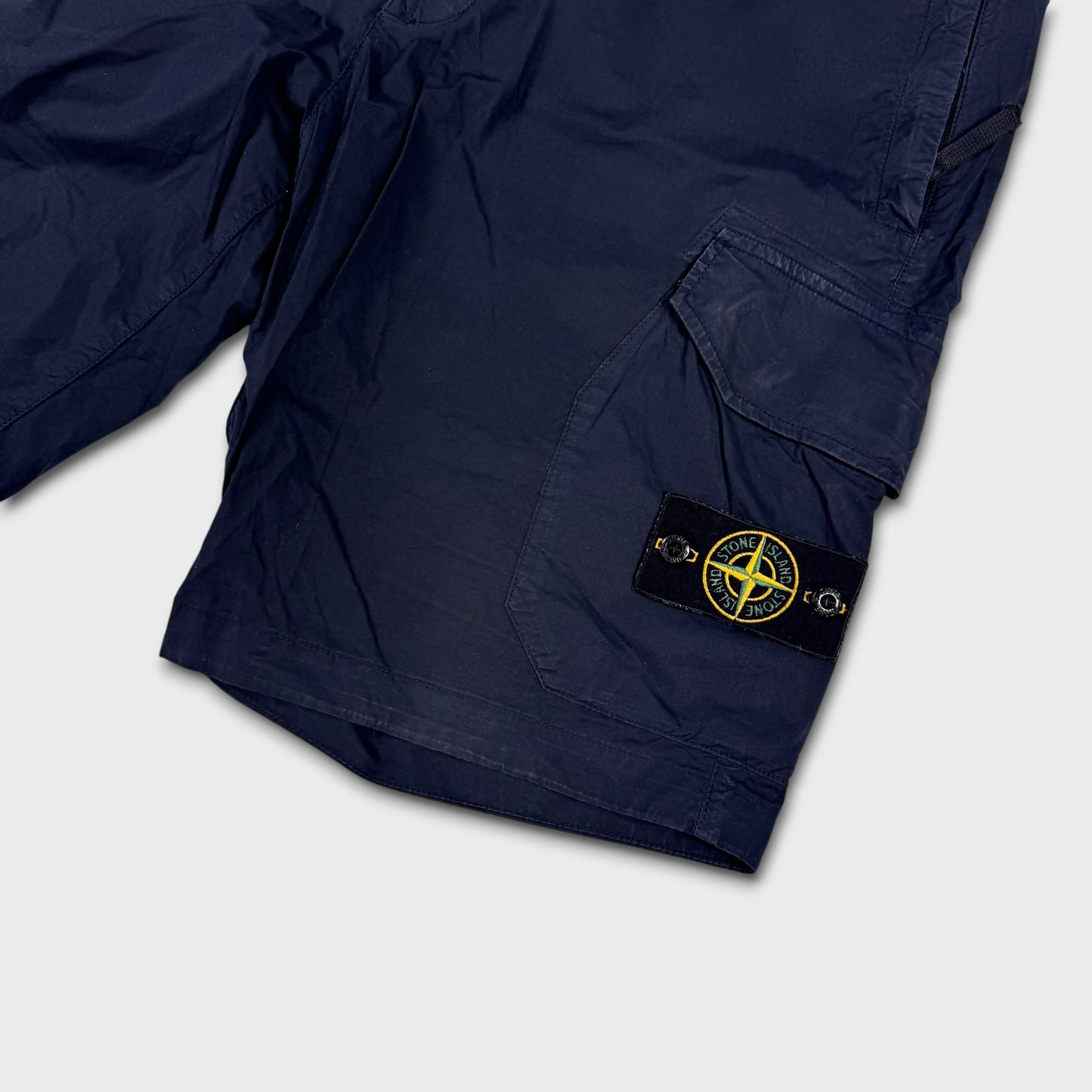 Stone Island Navy Tela Cargo Shorts W34