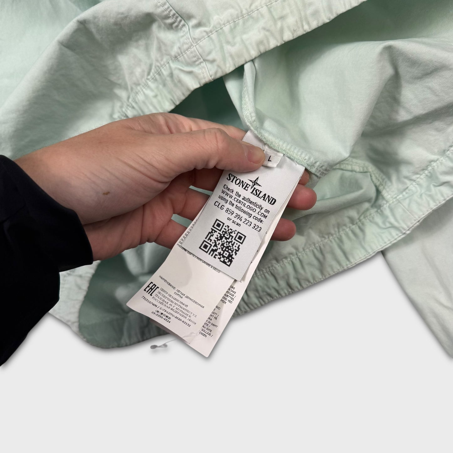 Stone Island Mint Green Full Zip Overshirt L