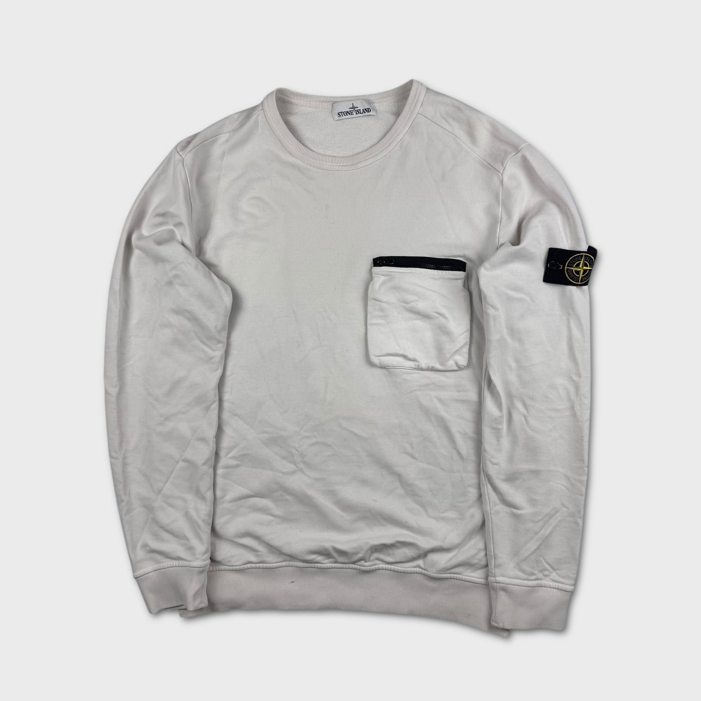 Stone Island White Pocket Crewneck XL