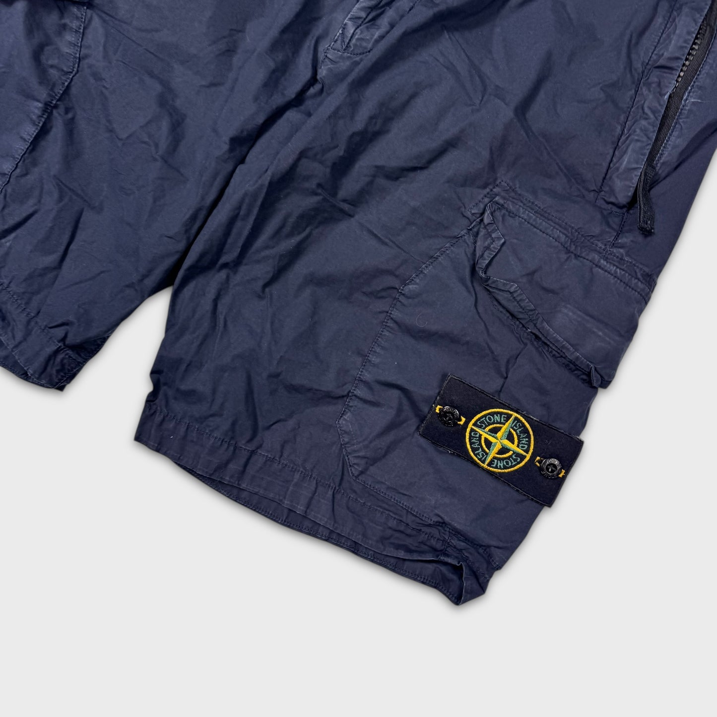 Stone Island Navy Tela Cargo Shorts W32