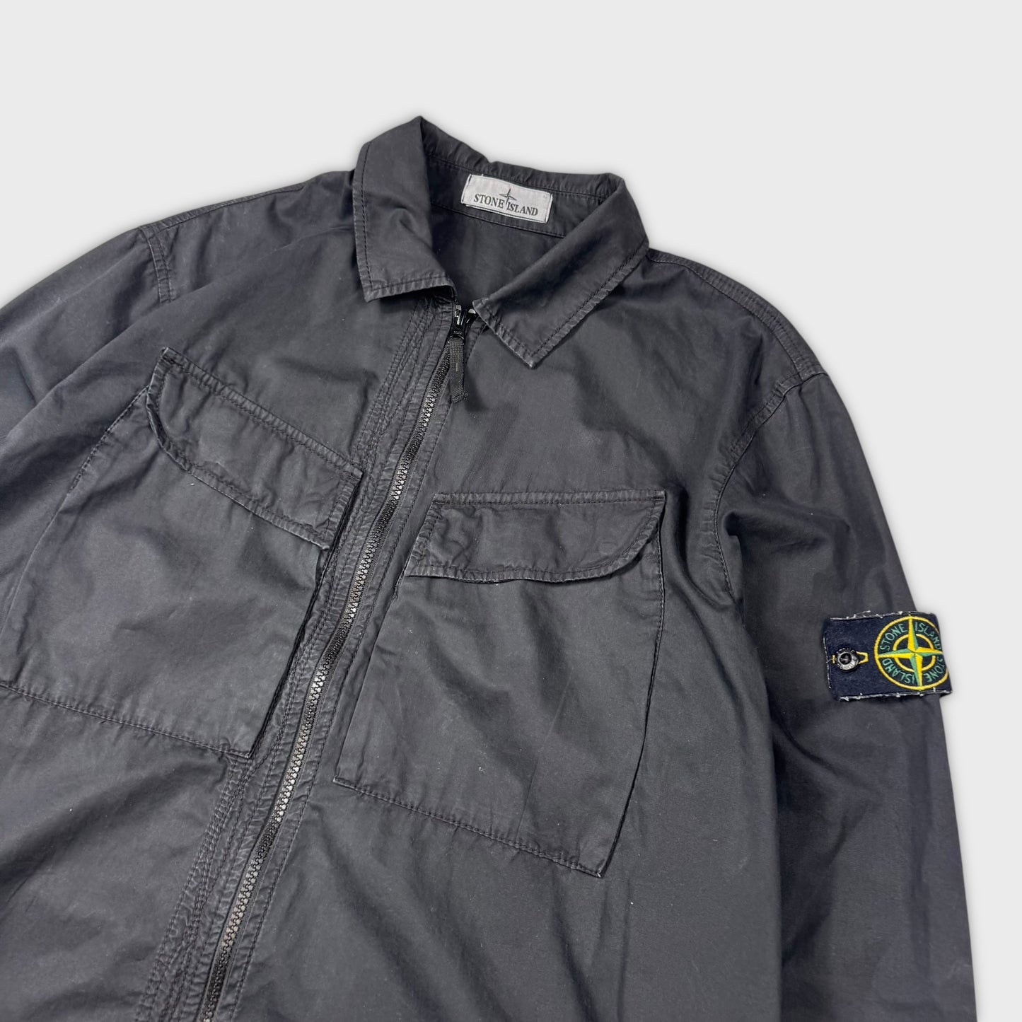 Stone Island Black Full Zip Overshirt XL