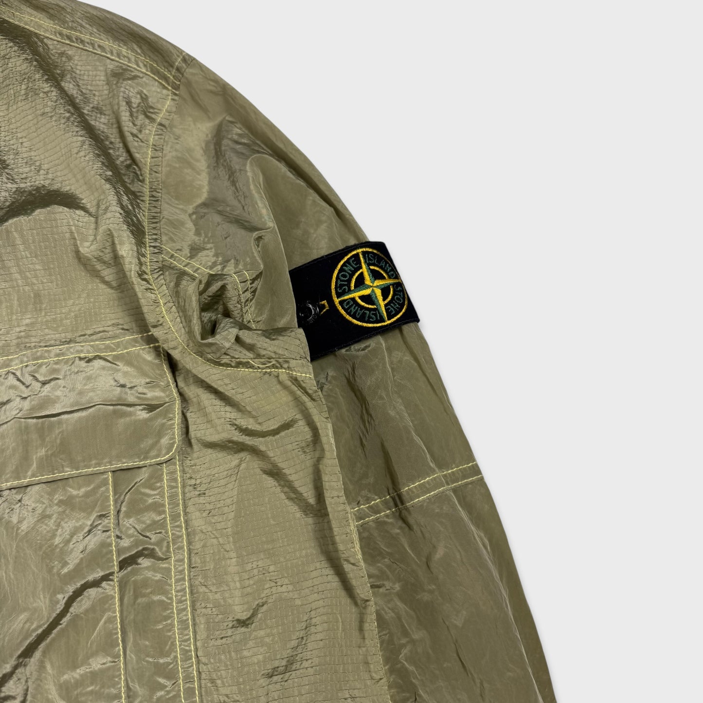 Stone Island Yellow Nylon Metal Ripstop Overshirt L