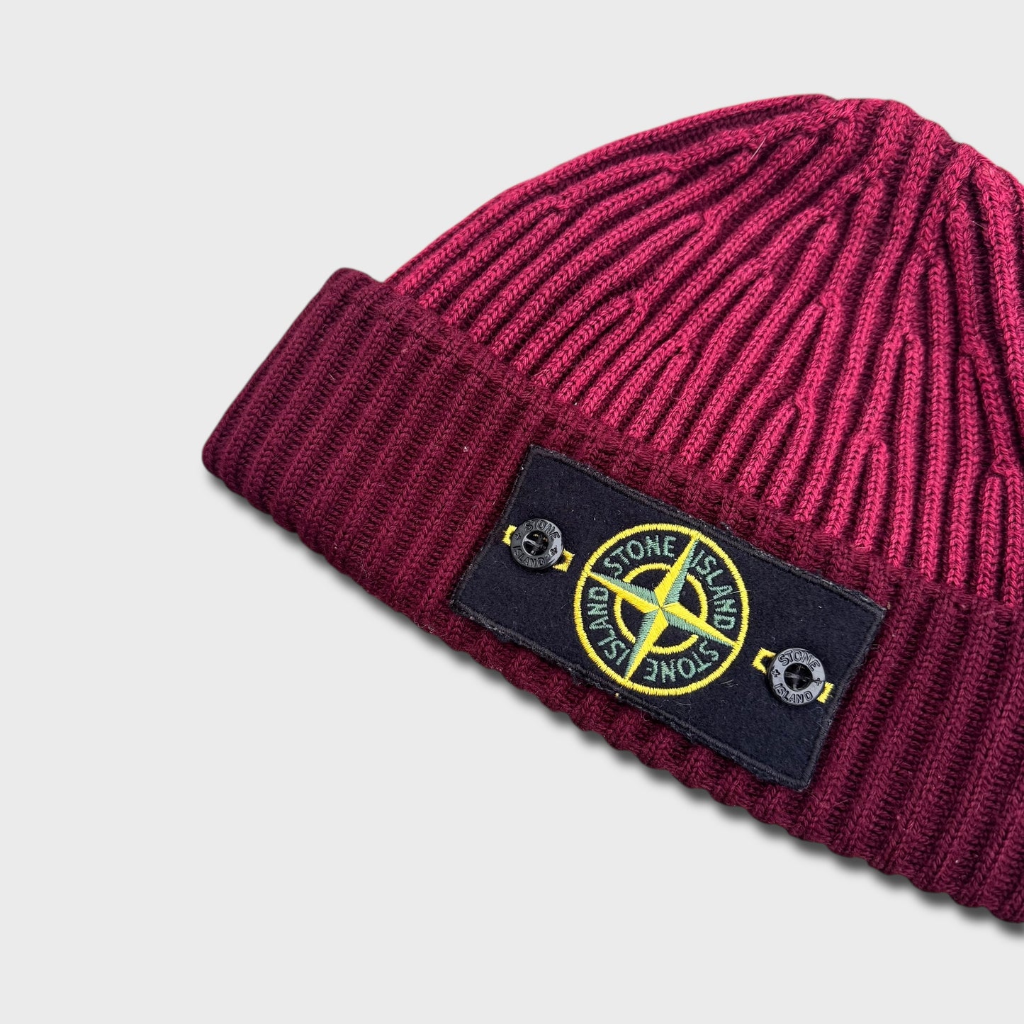 Stone Island Rare Two-Tone Ribbed Badge Beanie OS