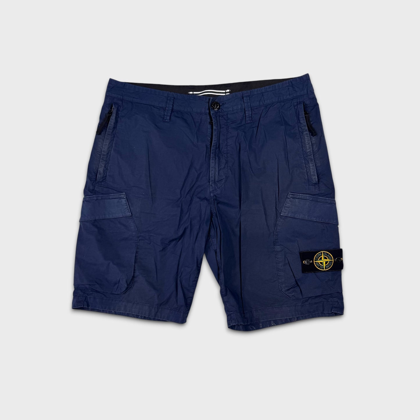 Stone Island Navy Tela Cargo Shorts W34