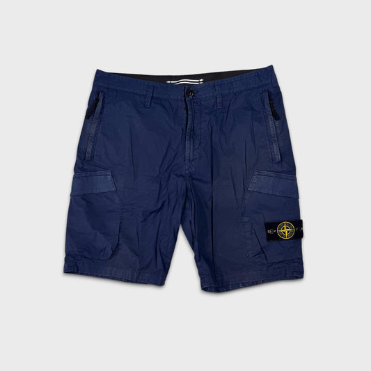 Stone Island Navy Tela Cargo Shorts W34