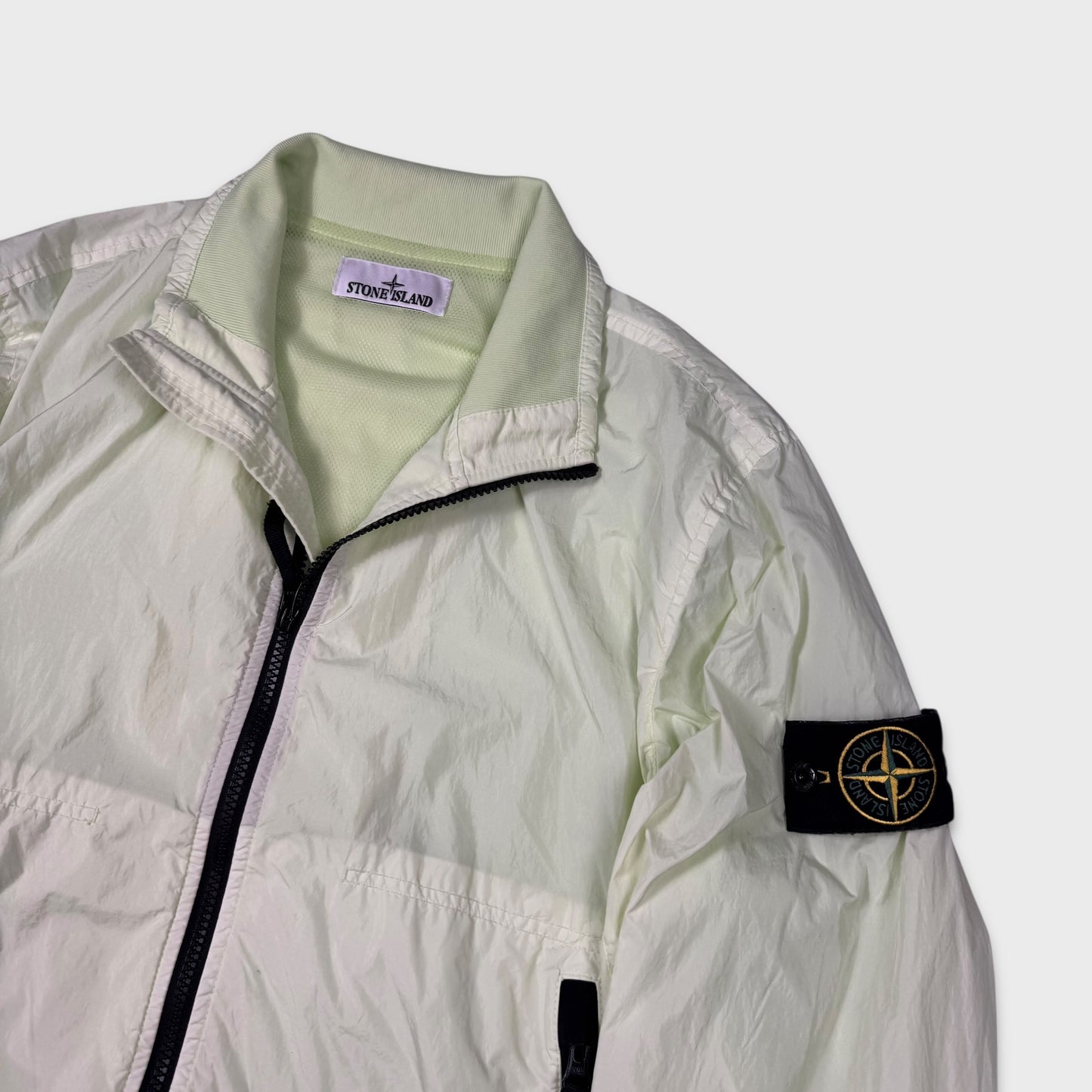 Stone Island Lime Green Garment Dyed Crinkle Reps NY Jacket S