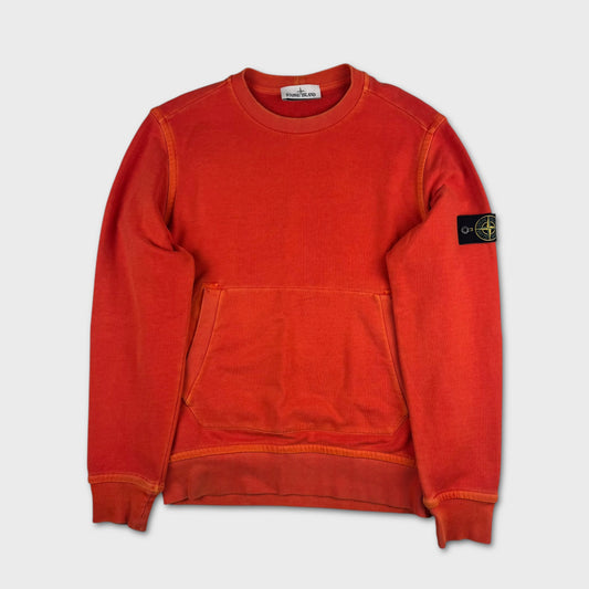 Stone Island Fire Orange Pocket Crewneck L