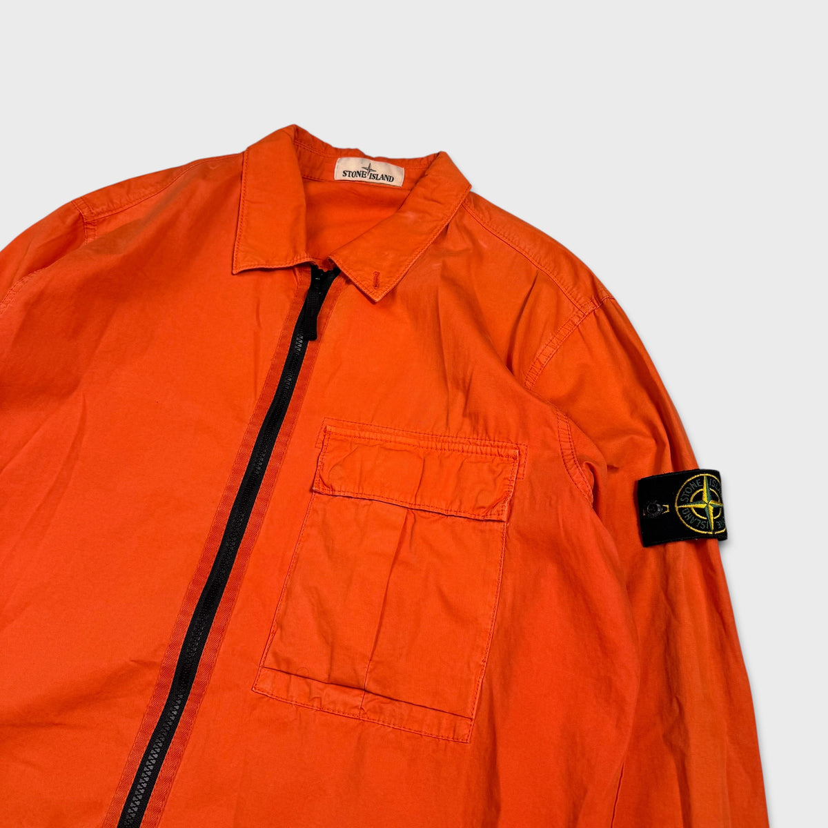 Stone Island Orange Full Zip Overshirt XL