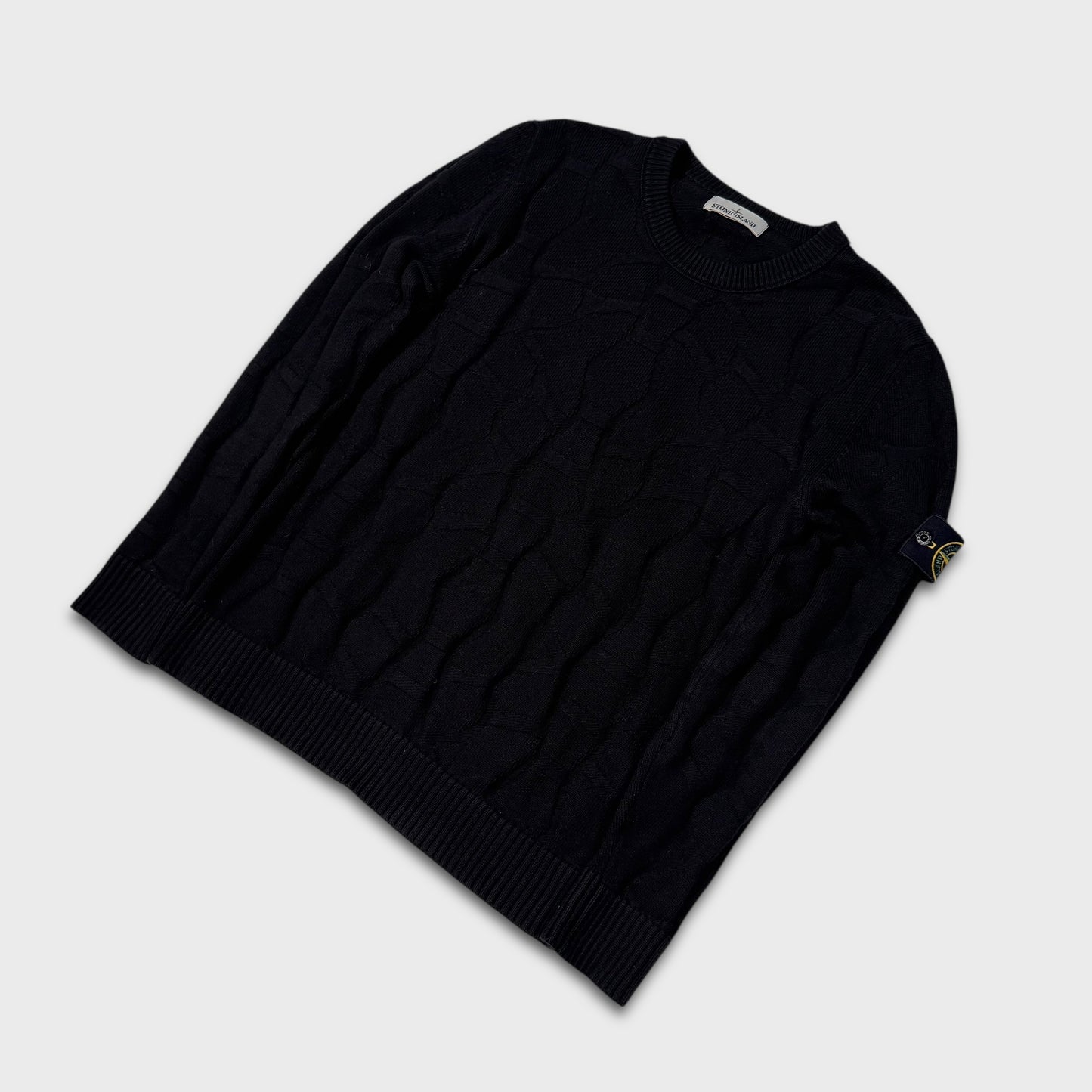 Stone Island Black Wave Pattern Knit L