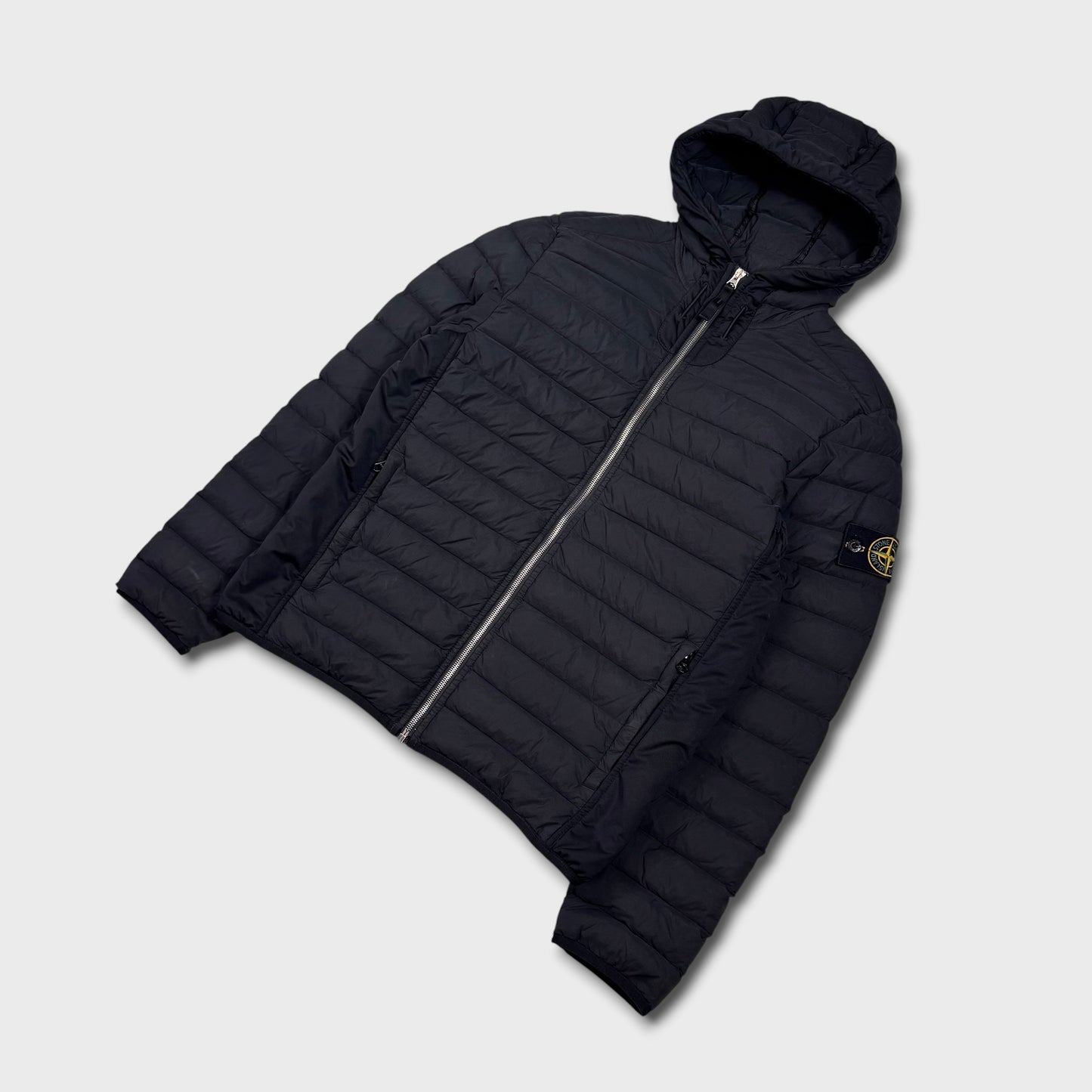 Stone Island Black Loom Woven Down Chambers Jacket S