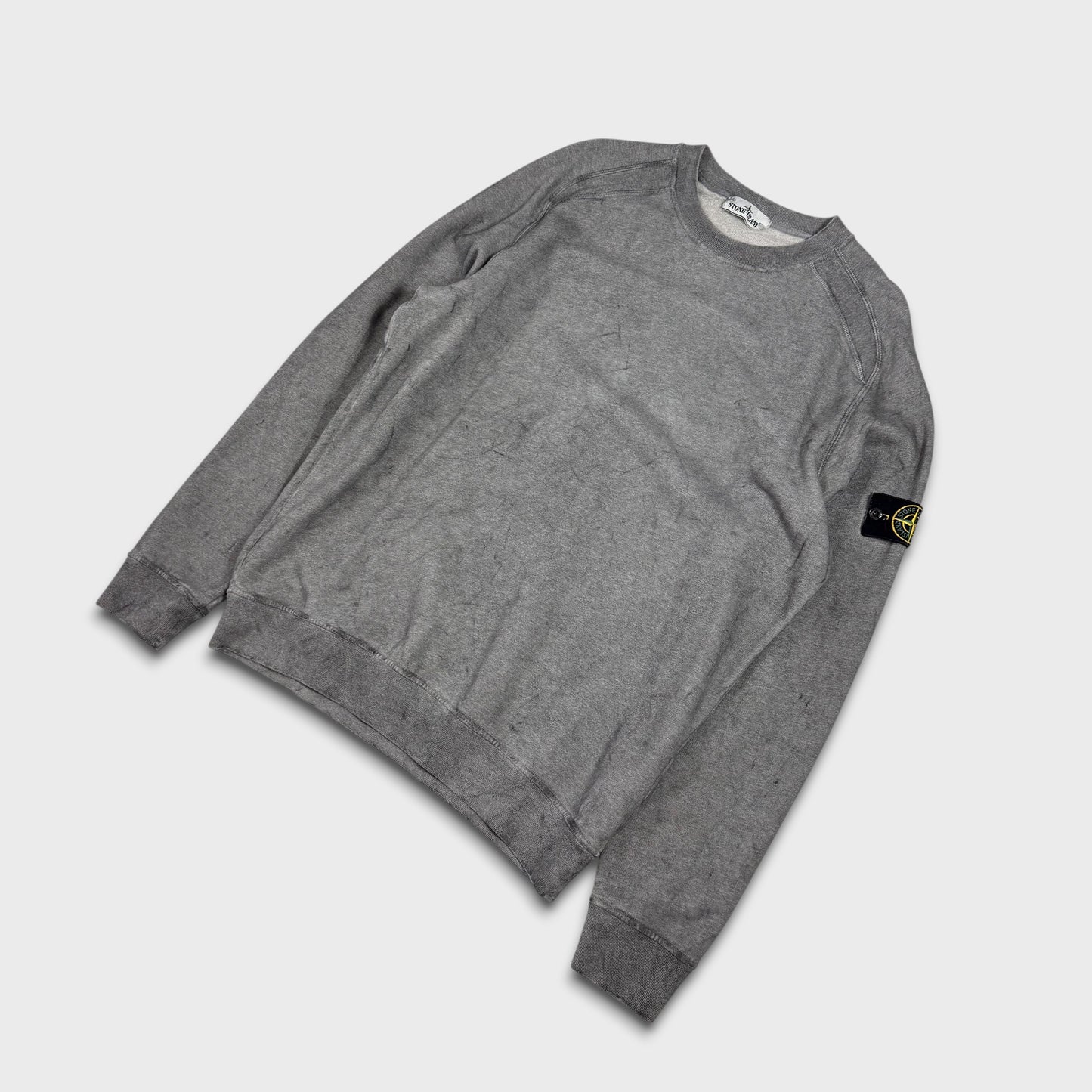 Stone Island Grey Dust Effect Crewneck XL