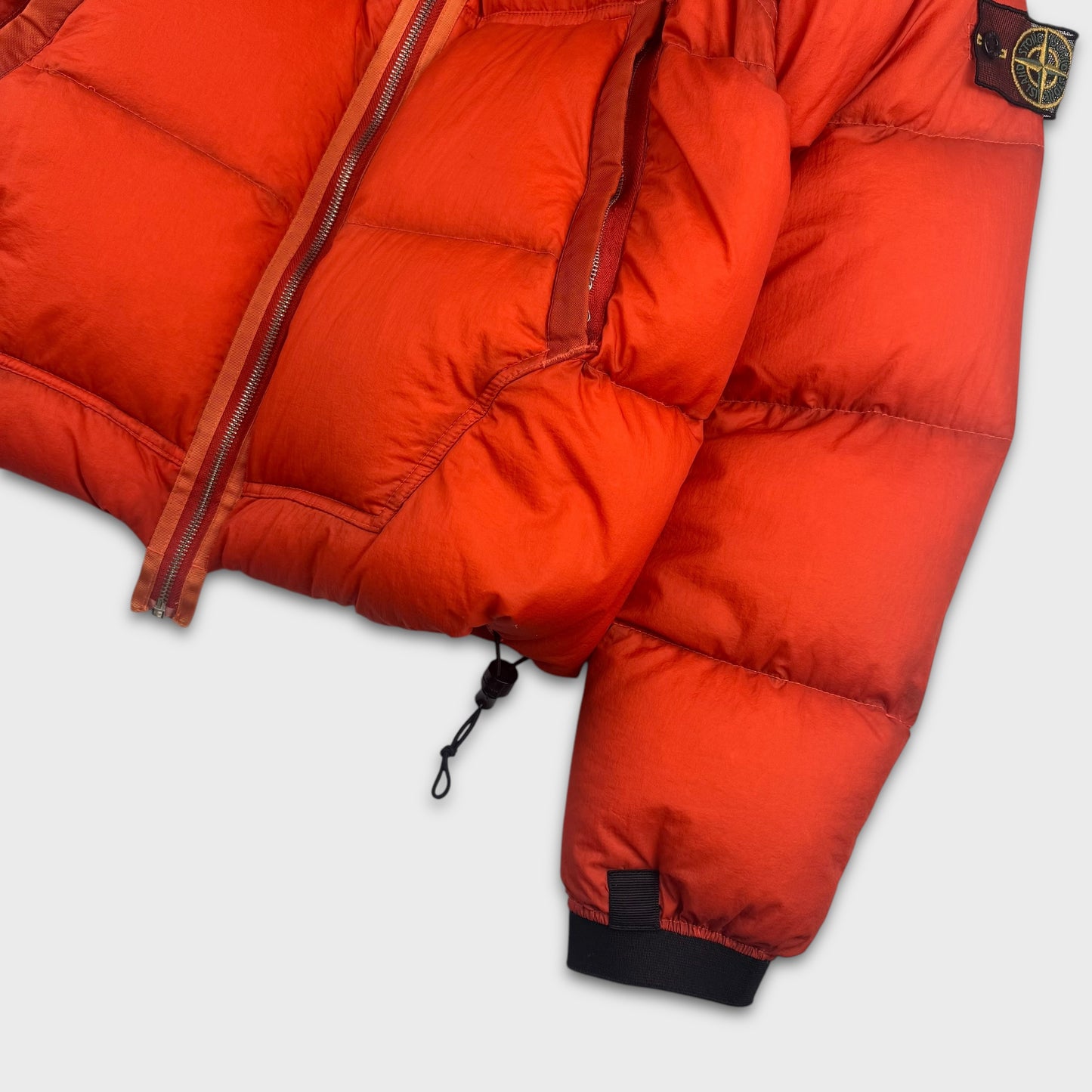 Stone Island Orange Opaque Nylon Goose Down Jacket L