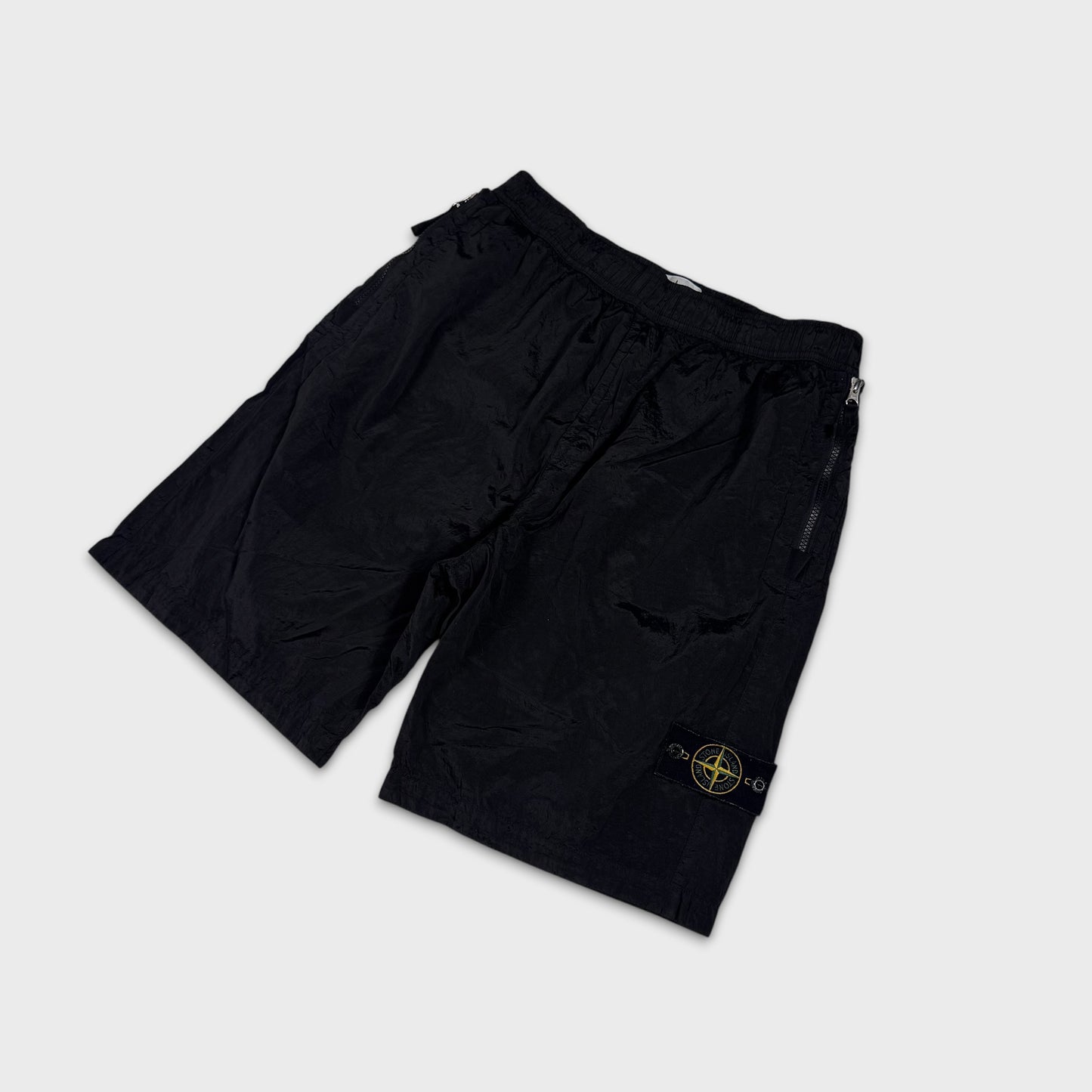 Stone Island Black Nylon Metal Badge Shorts W32