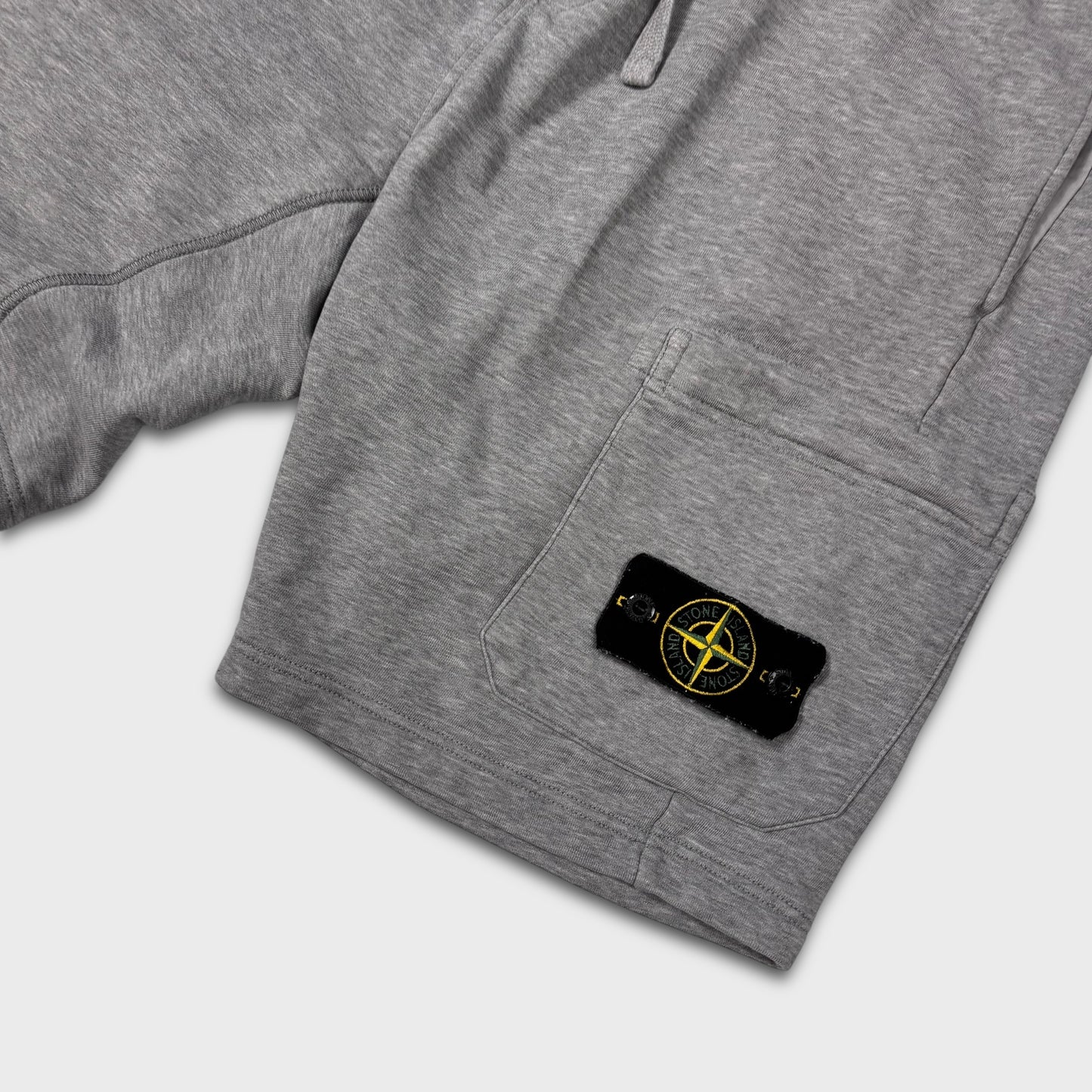 Stone Island Grey Cotton Badge Shorts L