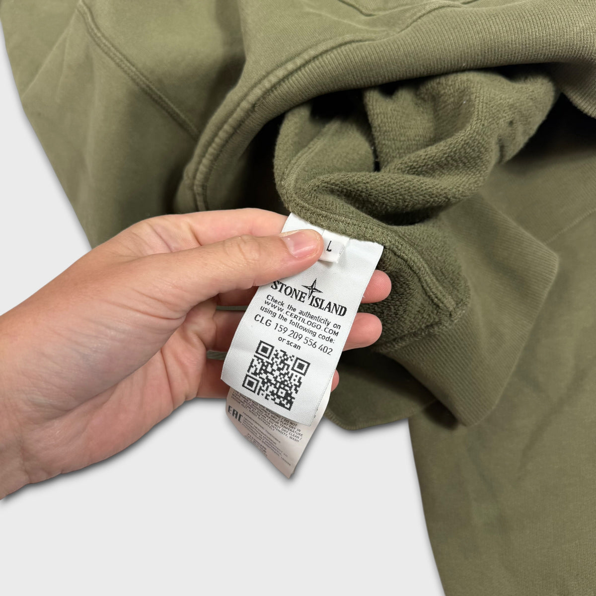 Stone Island Olive Full Zip Hoodie L