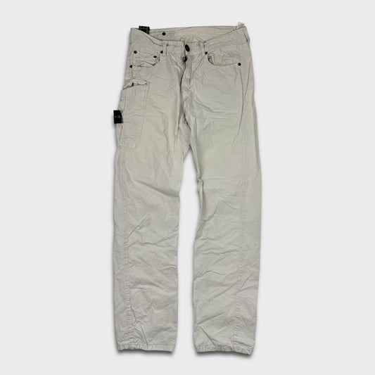 Stone Island Straight Leg White Cargo Pants W28