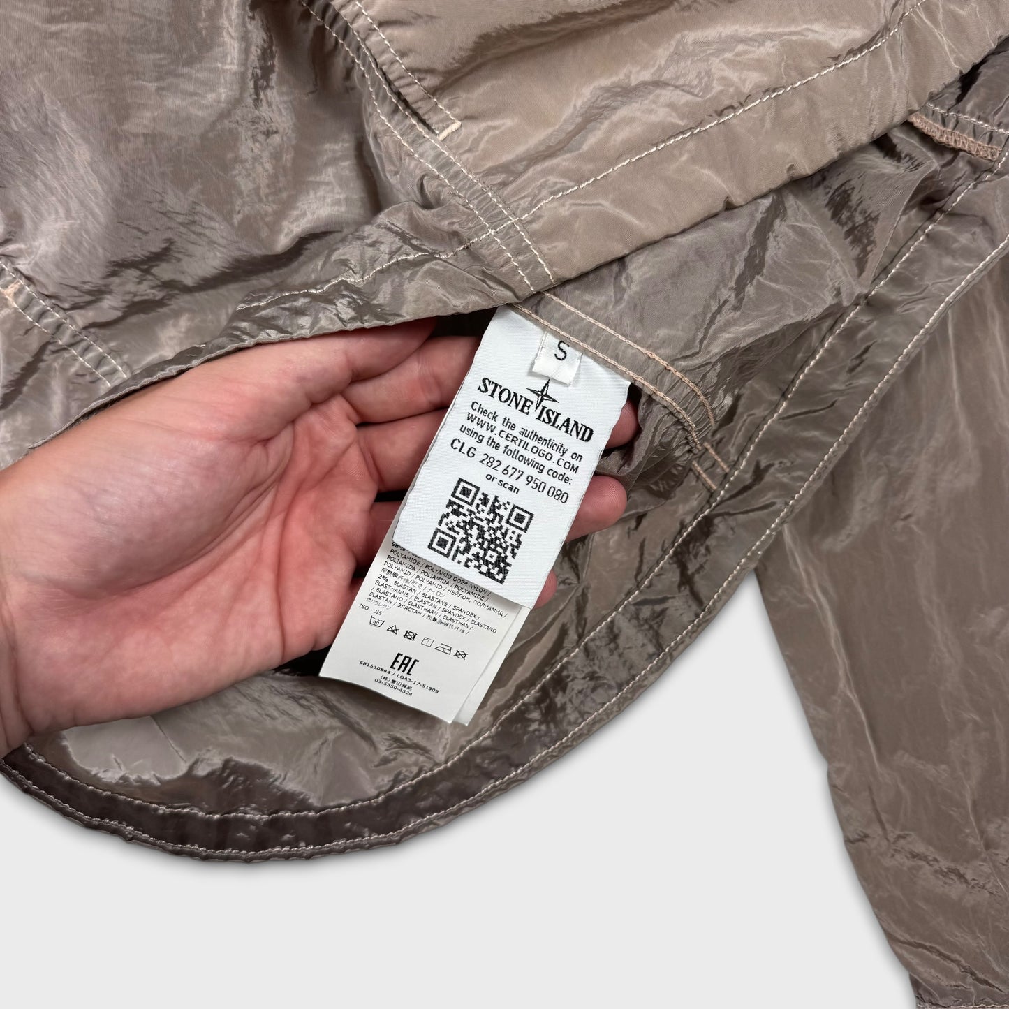 Stone Island Peach / Silver Nylon Metal Overshirt S