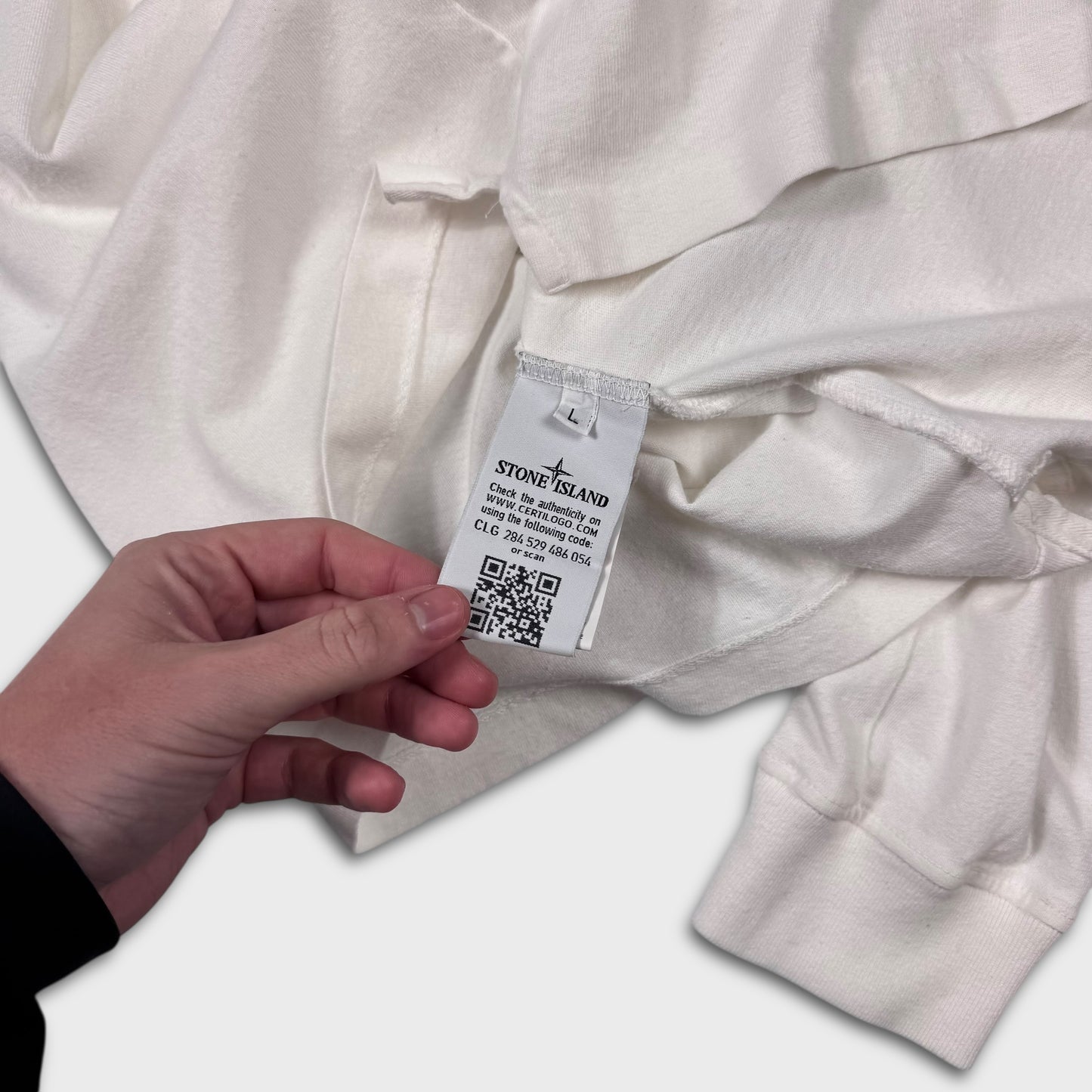 Stone Island White Button Up Top L