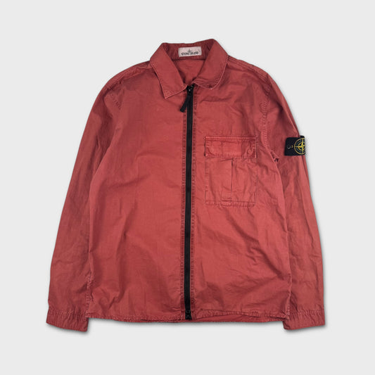 Stone Island Brick Red Full Zip Overshirt L