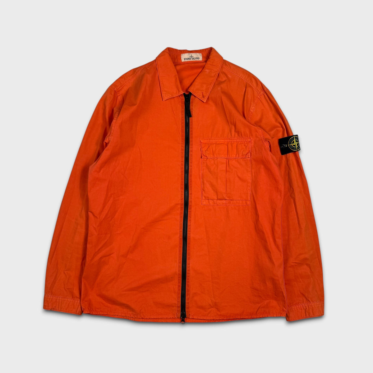Stone Island Orange Full Zip Overshirt XL