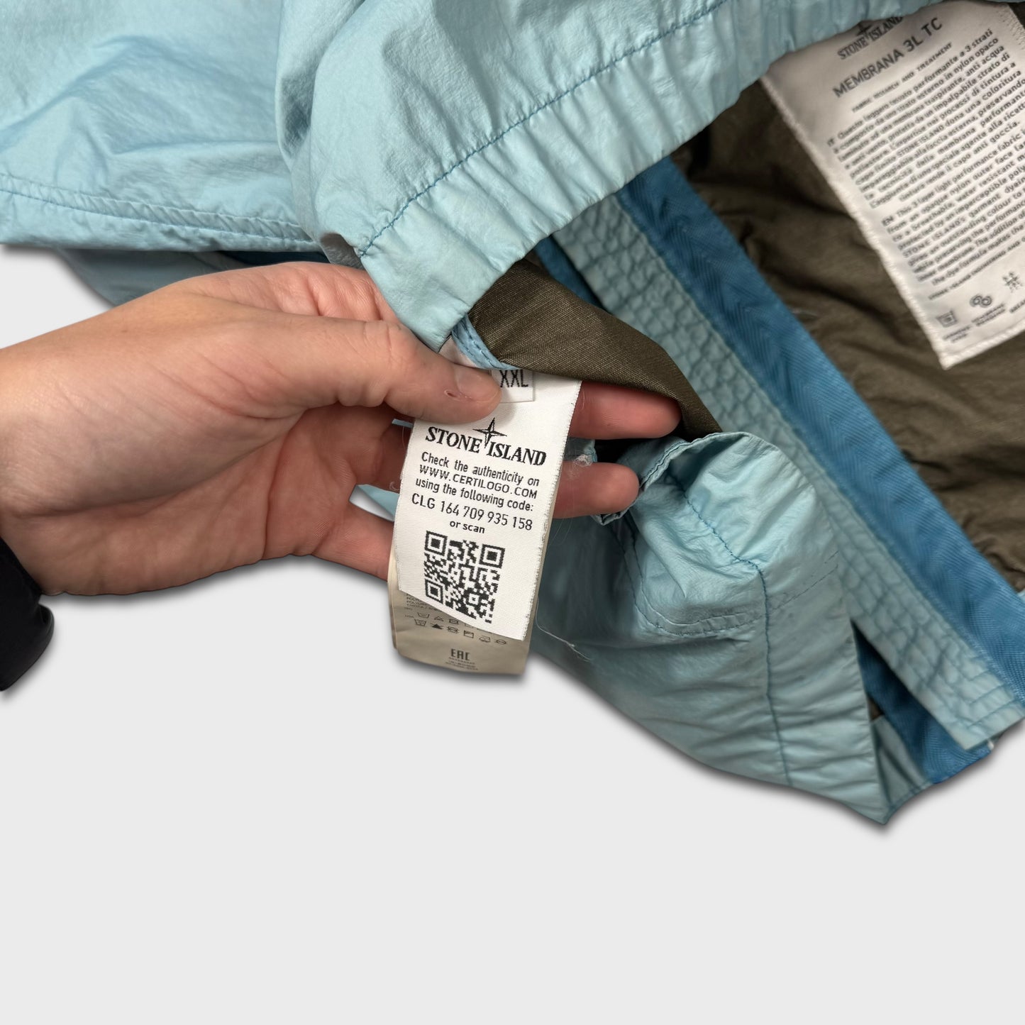 Stone Island Baby Blue Membrana TC Jacket XXL