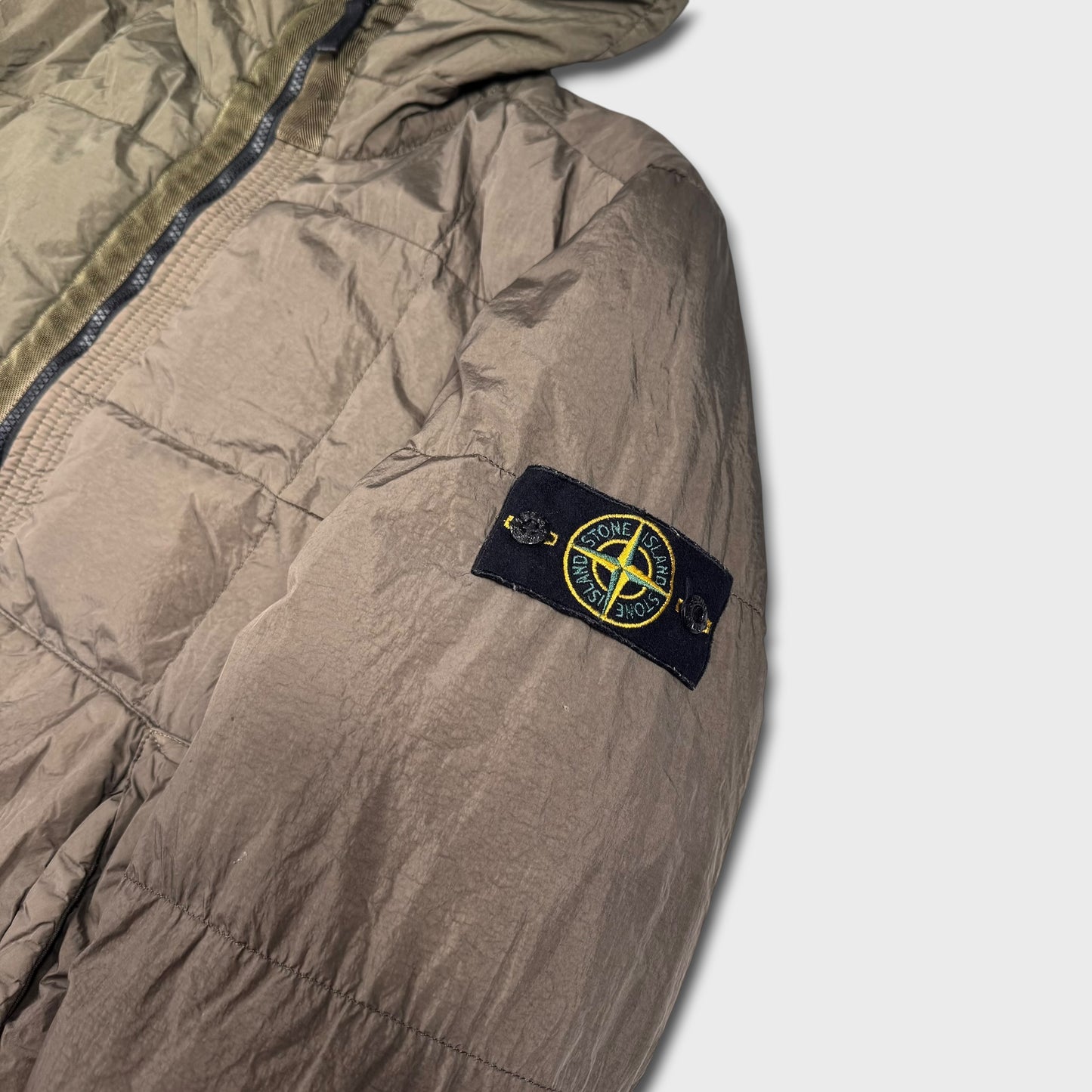 Stone Island Olive Garment Dyed Crinkle Reps Down Jacket L