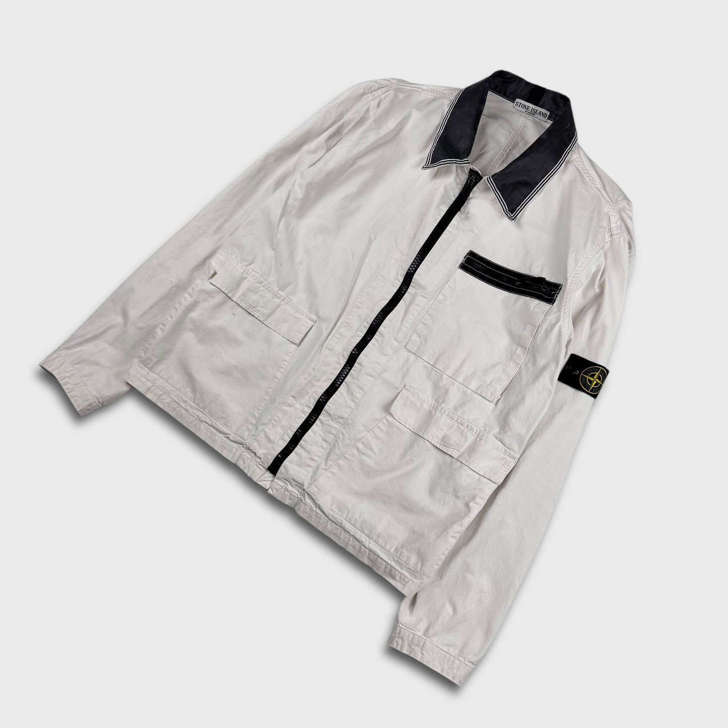 Stone Island 00’s White Canvas Overshirt Jacket XXL