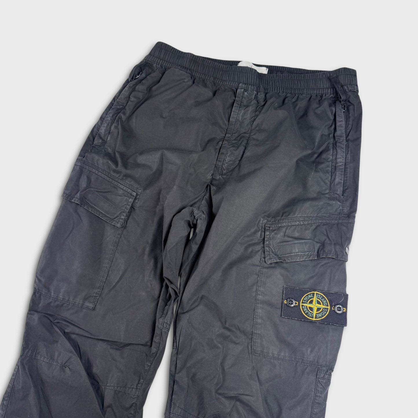 Stone Island Black Tela Cargo Pants W32