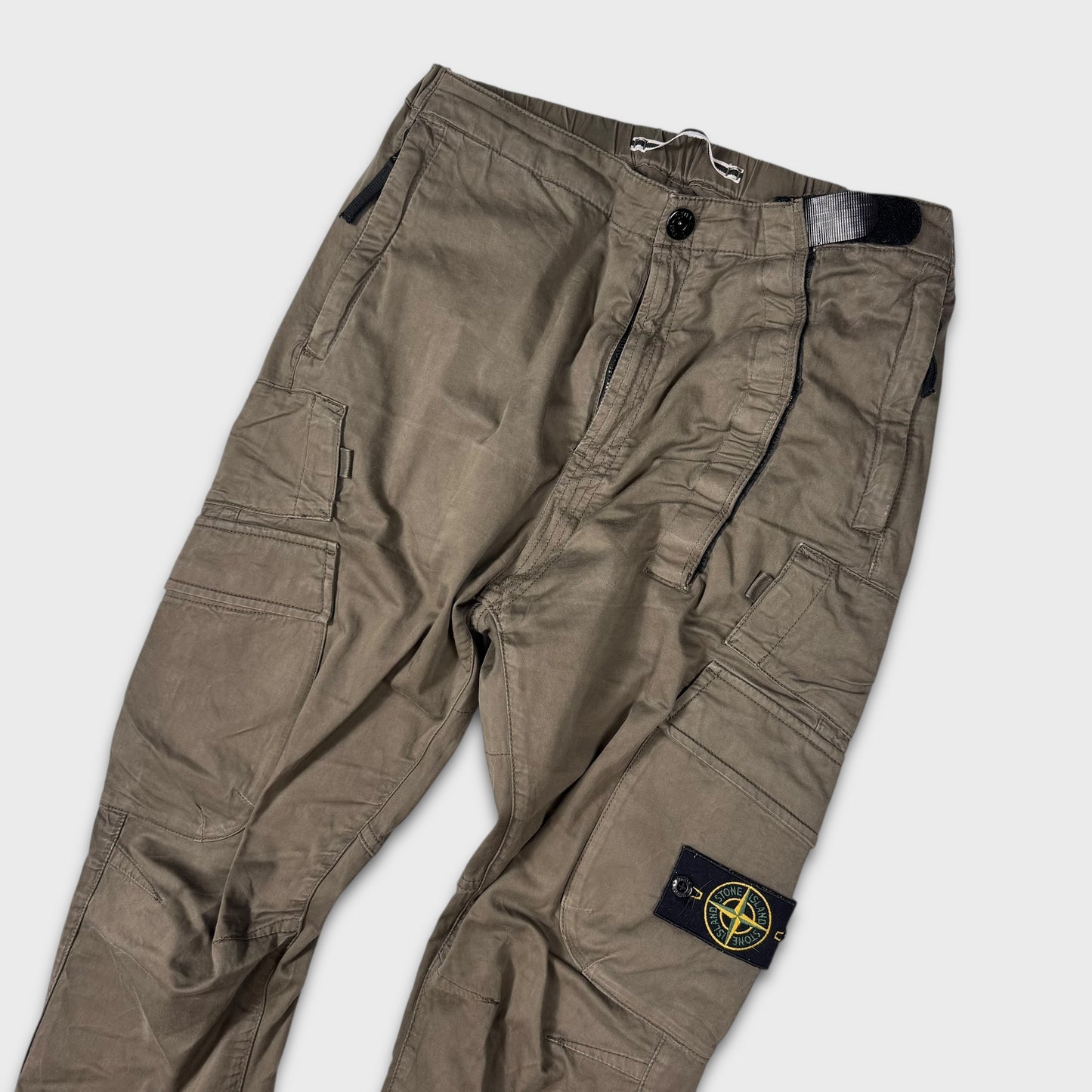 Stone Island Olive Cotton Cargo Pants W30