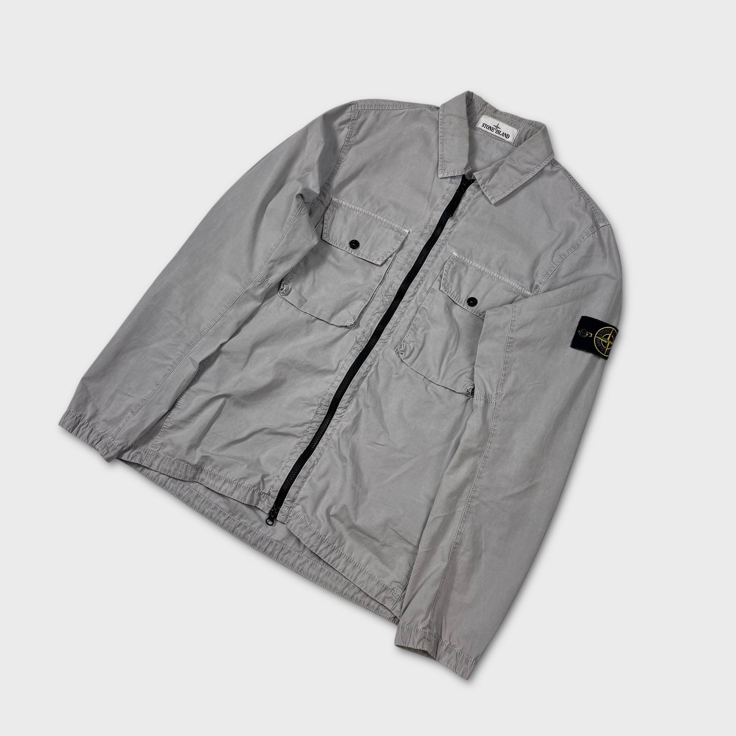 Stone Island Grey Full Zip Overshirt M