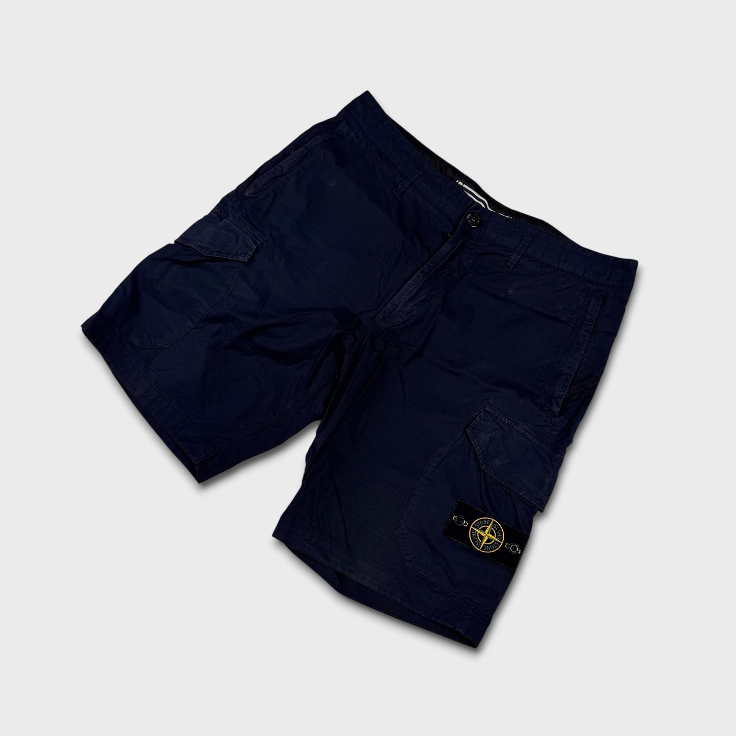 Stone Island Navy Tela Cargo Shorts W34