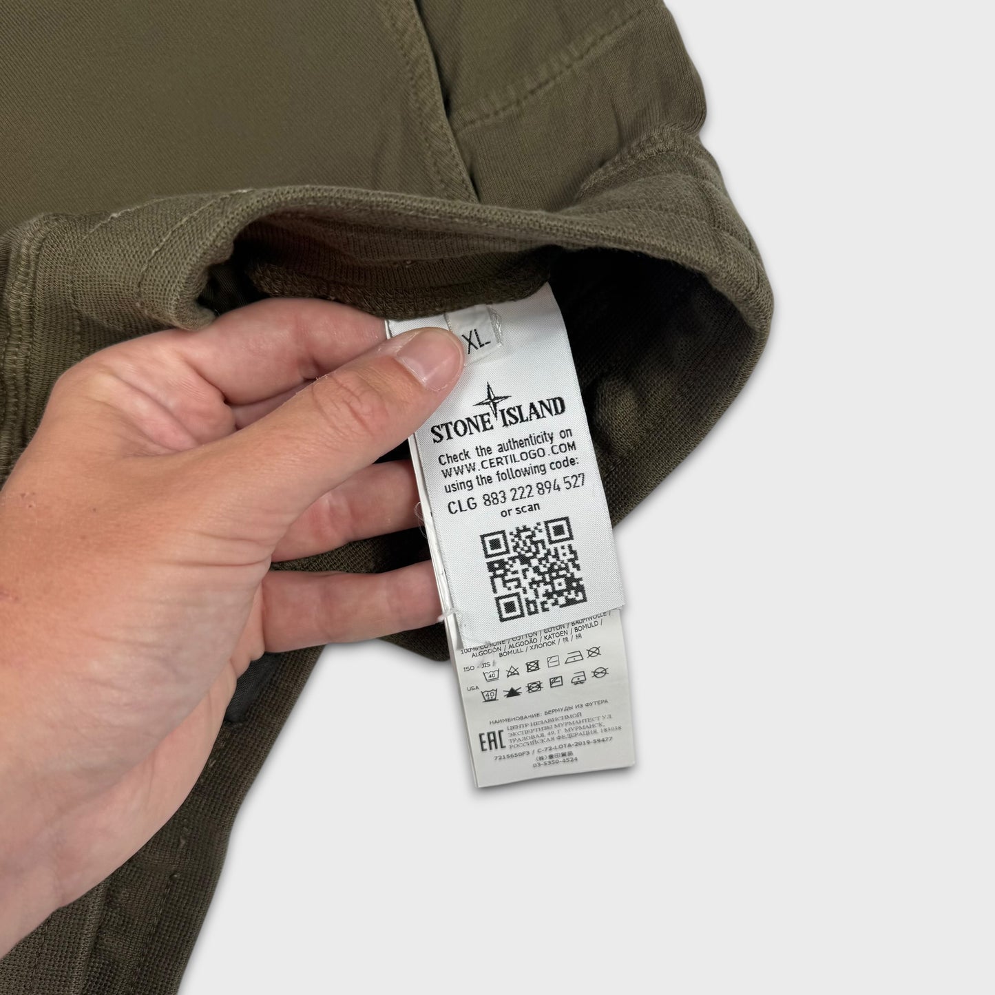 Stone Island Olive Ghost Cargo Shorts XL