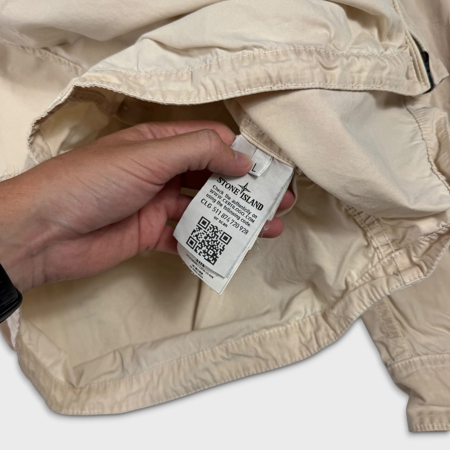 Stone Island Beige Full Zip Overshirt L