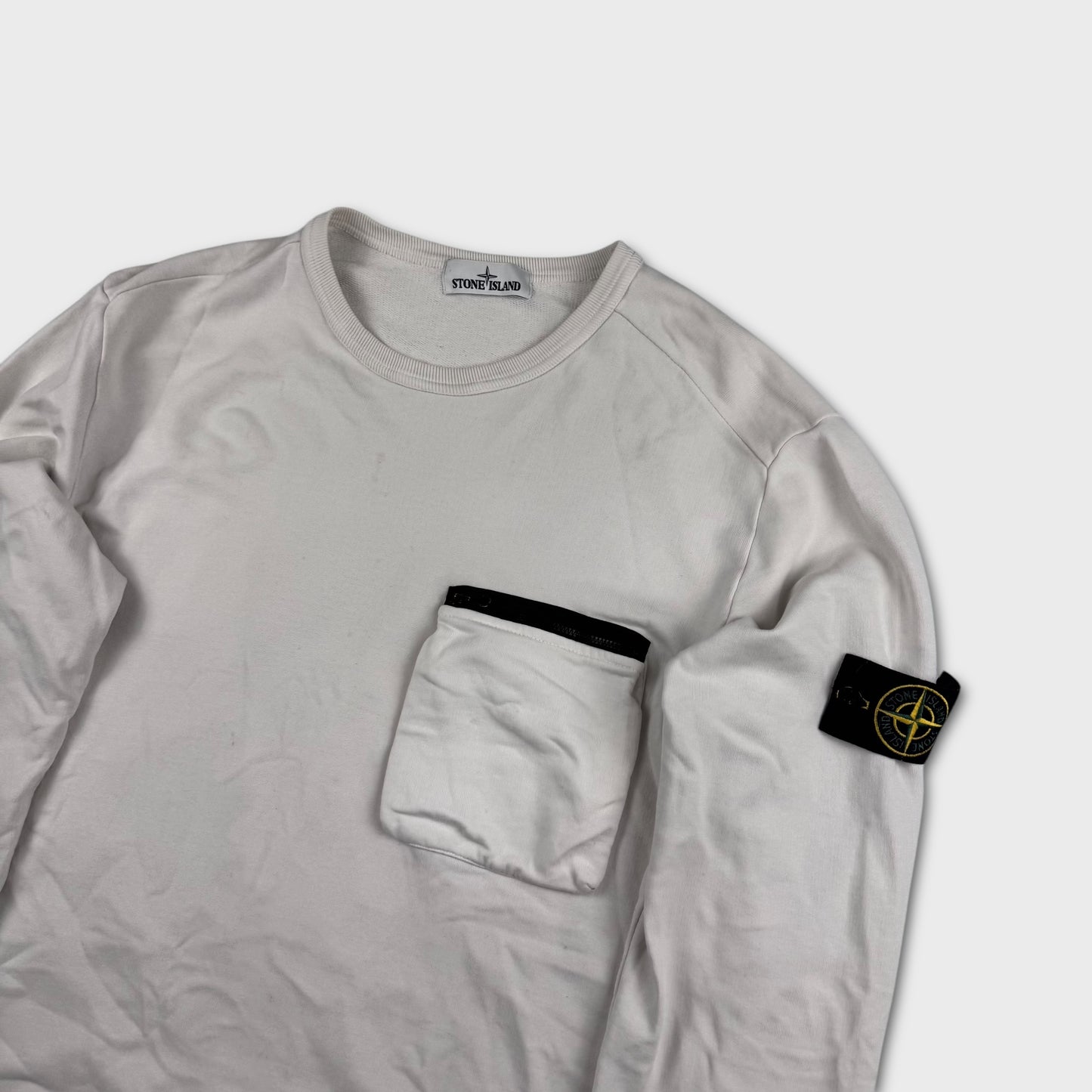 Stone Island White Pocket Crewneck XL