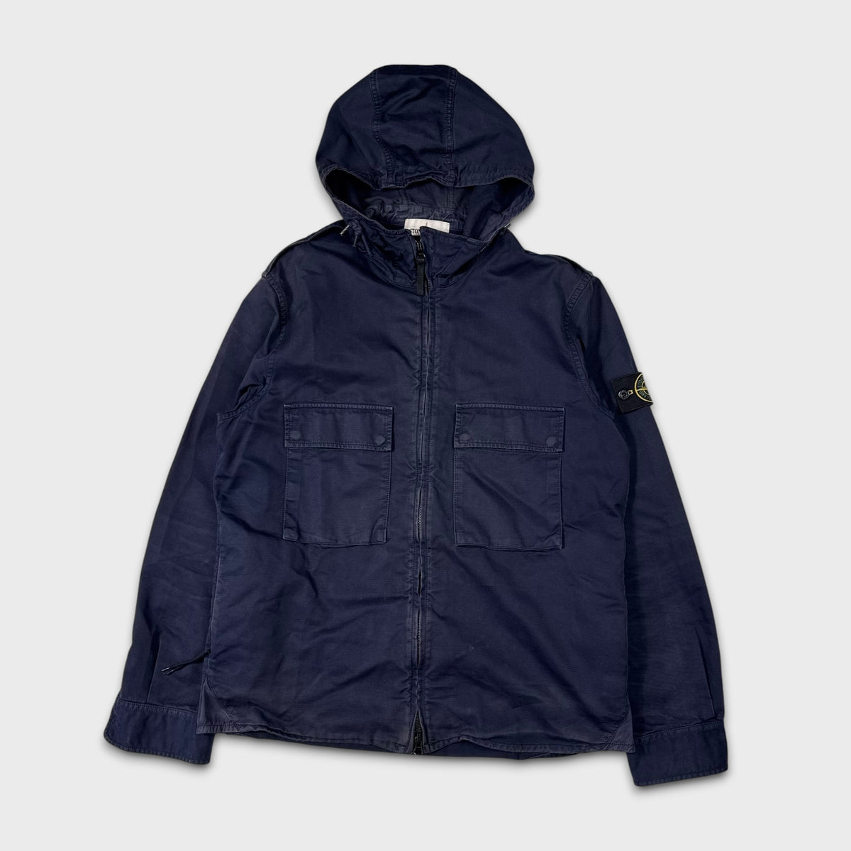 Stone Island Navy Cotton Canvas Hooded Overshirt XL
