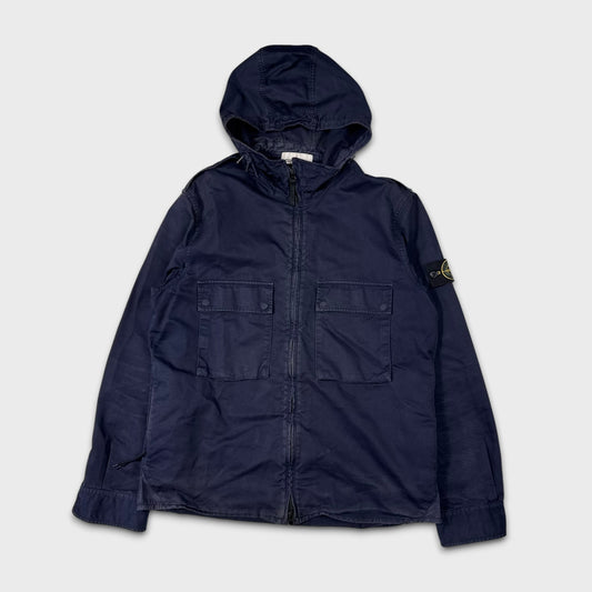 Stone Island Navy Cotton Canvas Hooded Overshirt XL