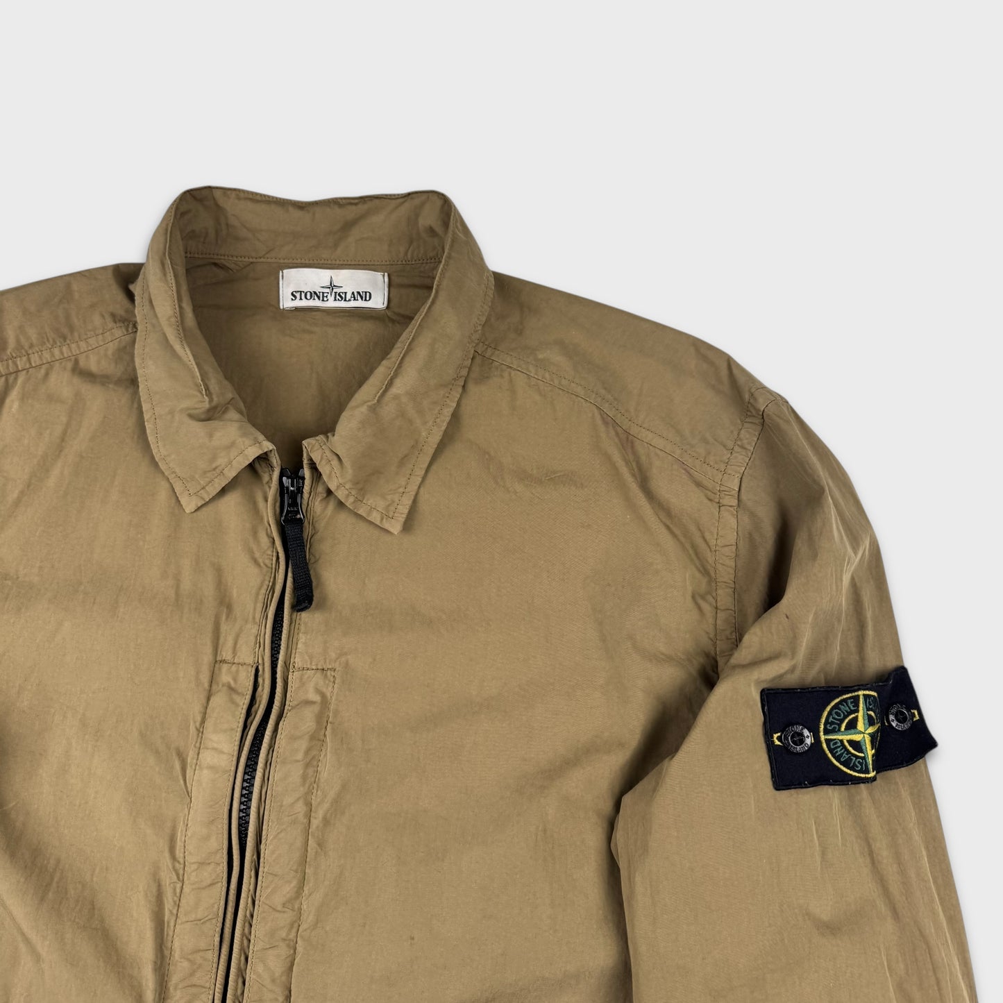 Stone Island Khaki Full Zip Overshirt 3XL