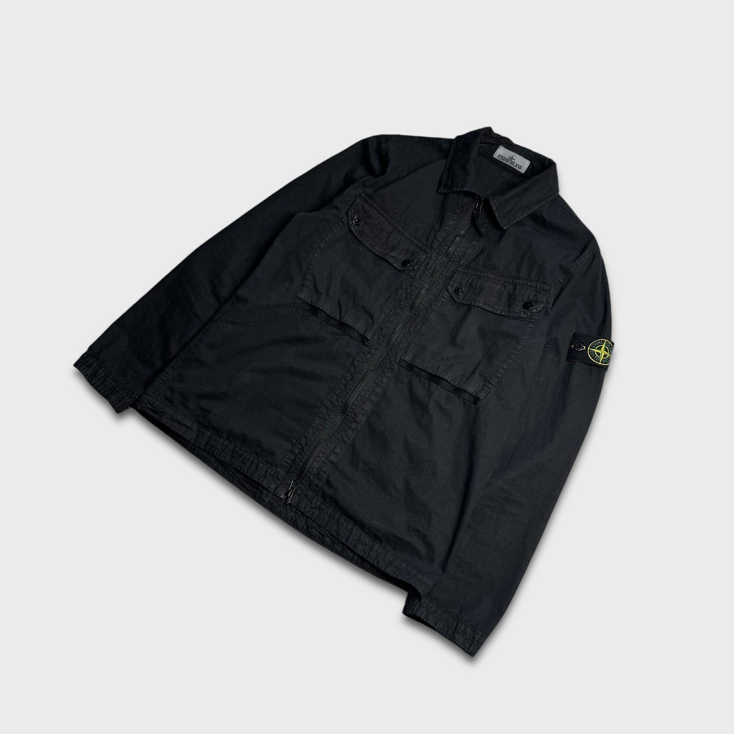 Stone Island Black SS23 Zip Overshirt M