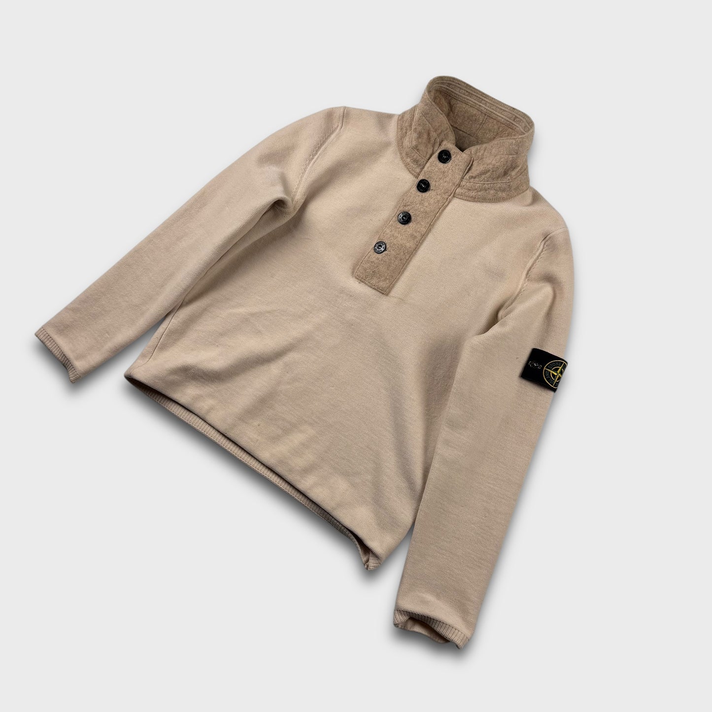 Stone Island Sand 1/4 Button Jumper XS/S