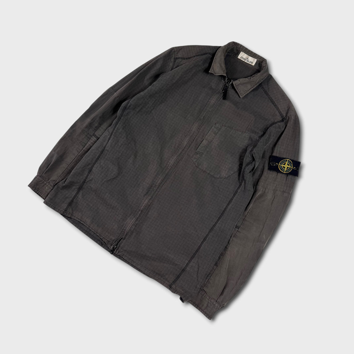 Stone Island Charcoal Ripstop Cotton Overshirt L