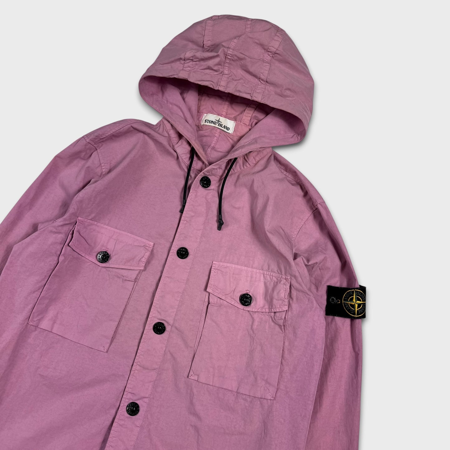 Stone Island Pink Hooded Tela Overshirt Jacket M