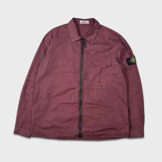 Stone Island Burgundy Full Zip Overshirt XXL