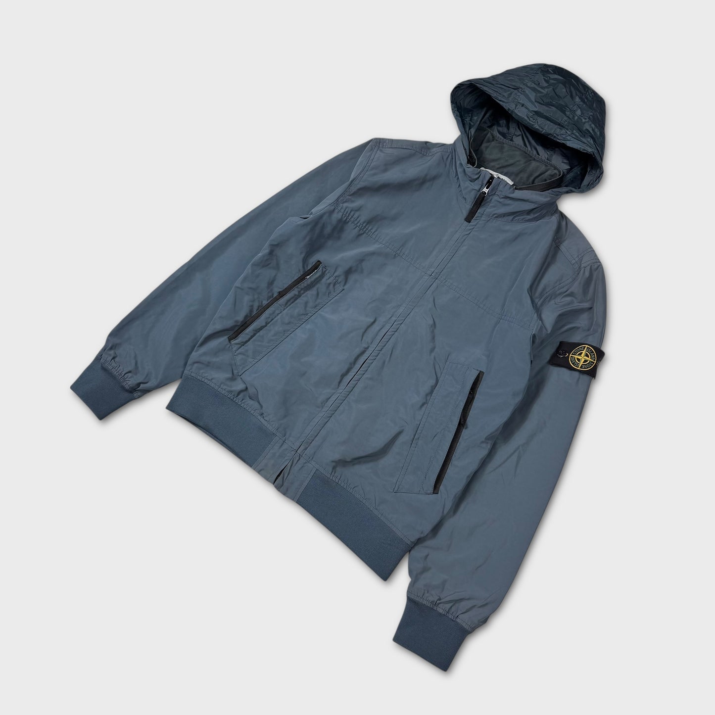 Stone Island Navy Blue Micro Reps Hooded Jacket L