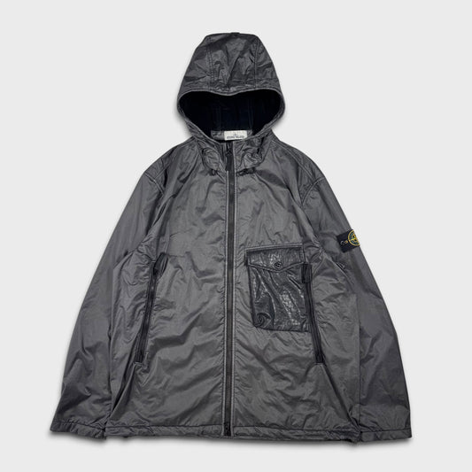 Stone Island Charcoal / Black Lamy Velour Hooded Jacket 3XL