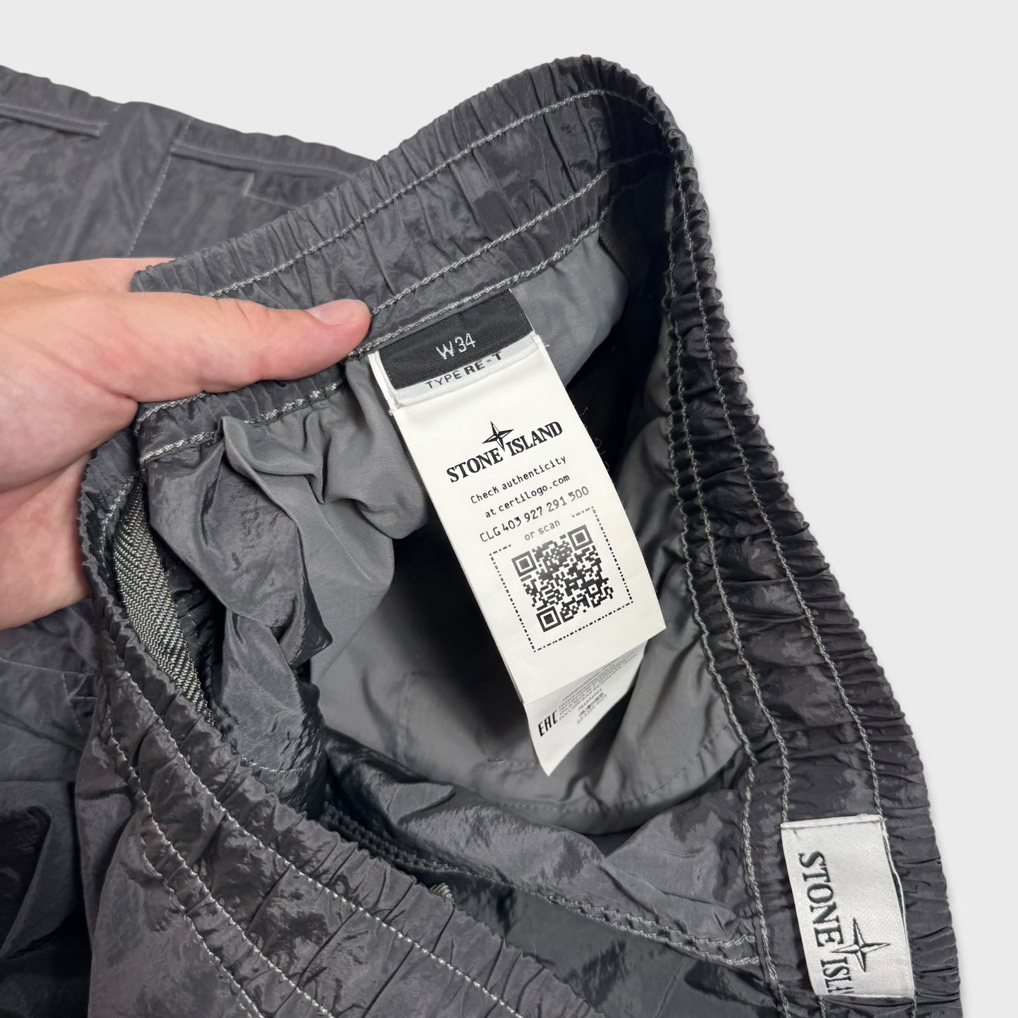 Stone Island Charcoal Nylon Metal Cargo Pants W34