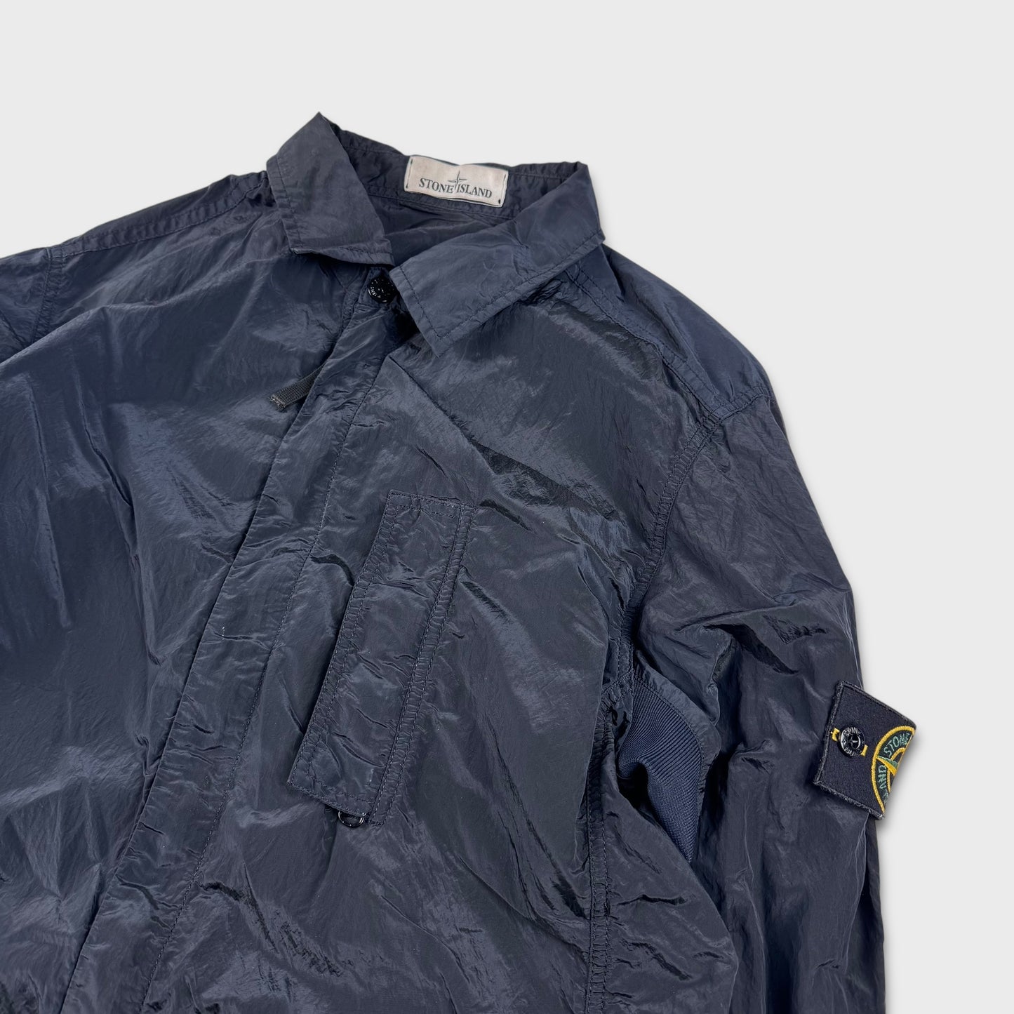 Stone Island Navy Nylon Metal Overshirt L