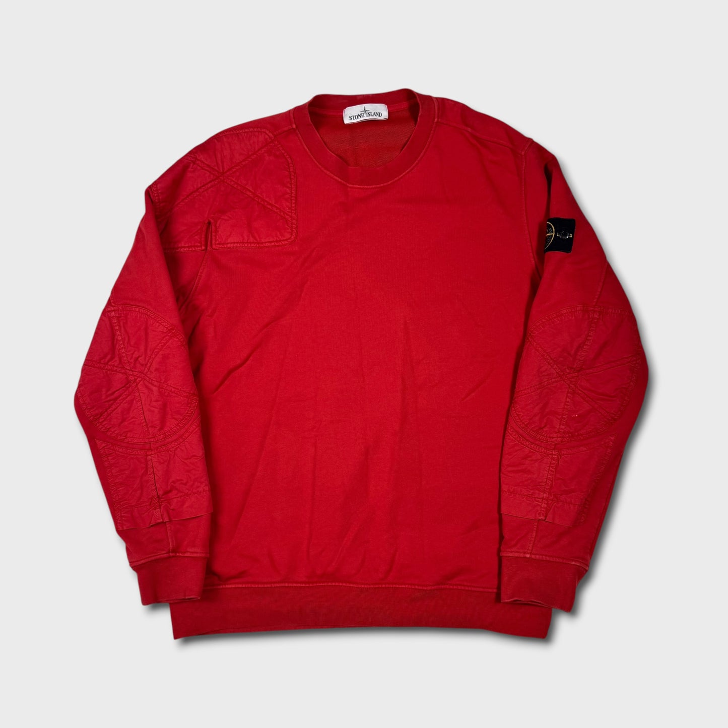 Stone Island Panelled Red Crewneck XL