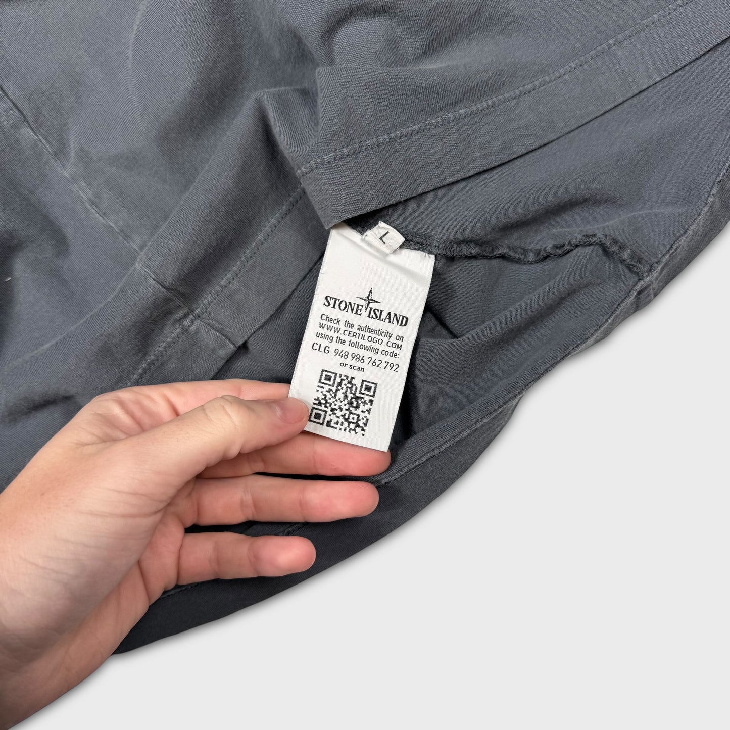 Stone Island Grey Spellout T-Shirt L