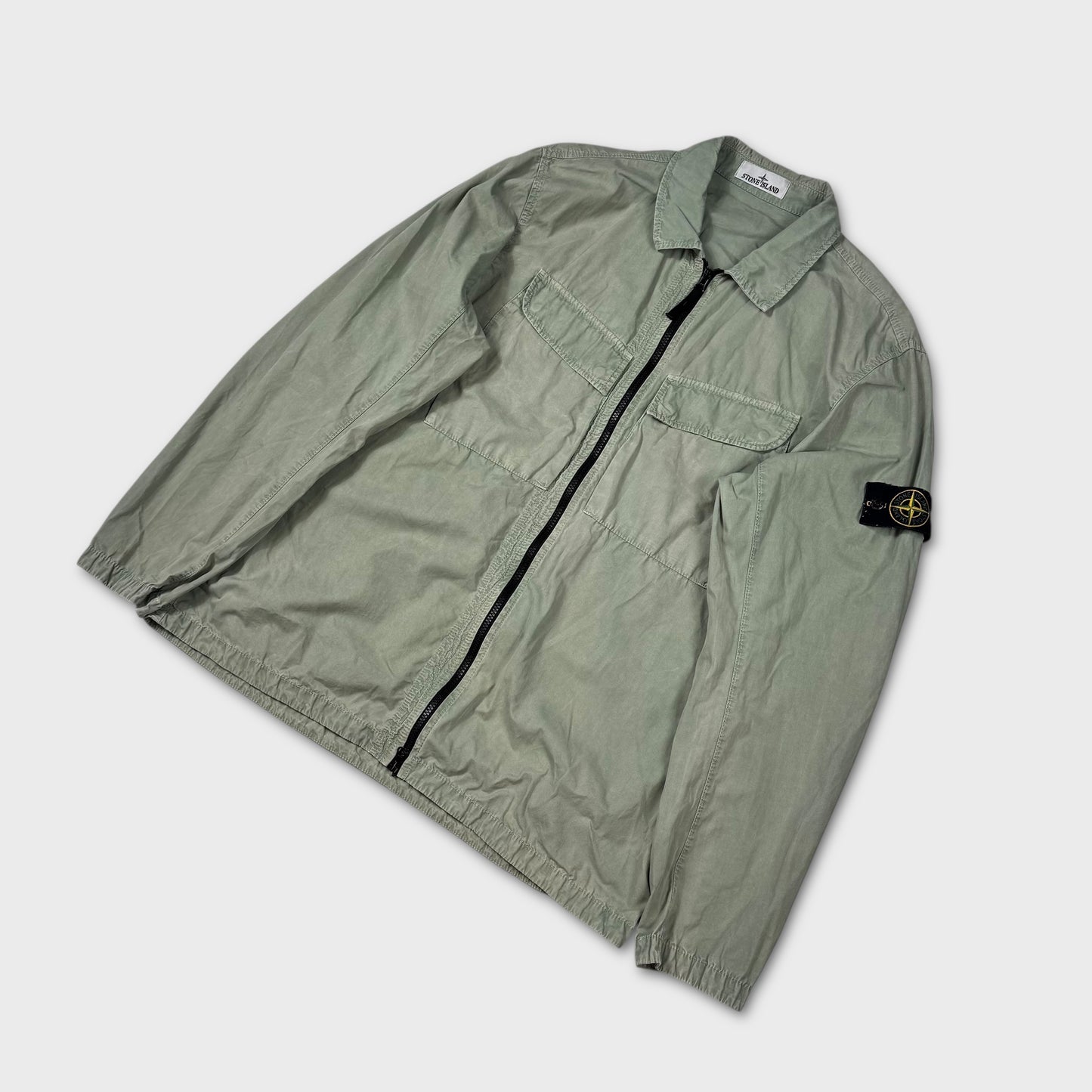 Stone Island Sage Green Full Zip Overshirt XXL