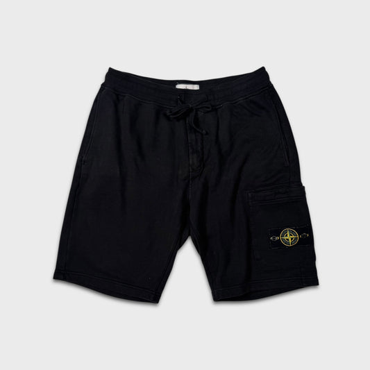 Stone Island Black Cotton Badge Shorts M